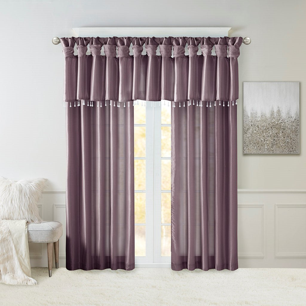 Twist Tab Lined Window Curtain Panel Purple 50x108'