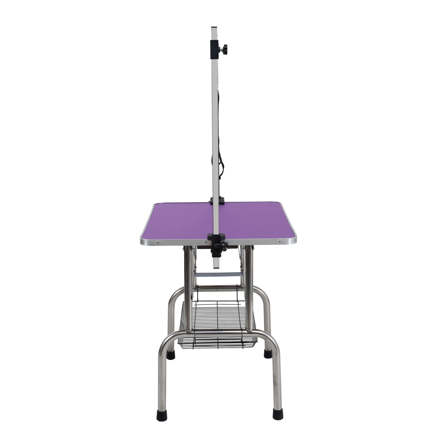 36" Folding Dog Pet Grooming Table Stainless Steel Frame Rubber Mat on Board with Adjustable Arm and Clamps pet dog Cat Grooming Table (PURPLE COLOR)