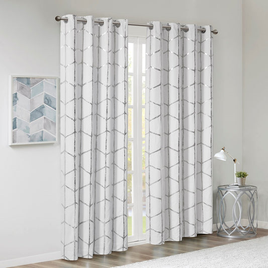 Total Blackout Metallic Print Grommet Top Curtain Panel(Only 1 Pc Panel)