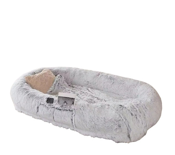 Human Dog Bed, 71''x40''x12'' Size Fits You and Pets, Washable Faux Fur Dog Bed for People Doze Off, Napping Orthopedic Dog Bed (GREY) Xmas Christmas Gift