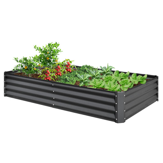 8x4x1 ft Galvanized Raised Garden Bed, Outdoor Planter Garden Boxes Large Metal Planter Box for Gardening Vegetables Fruits Flowers, Gray