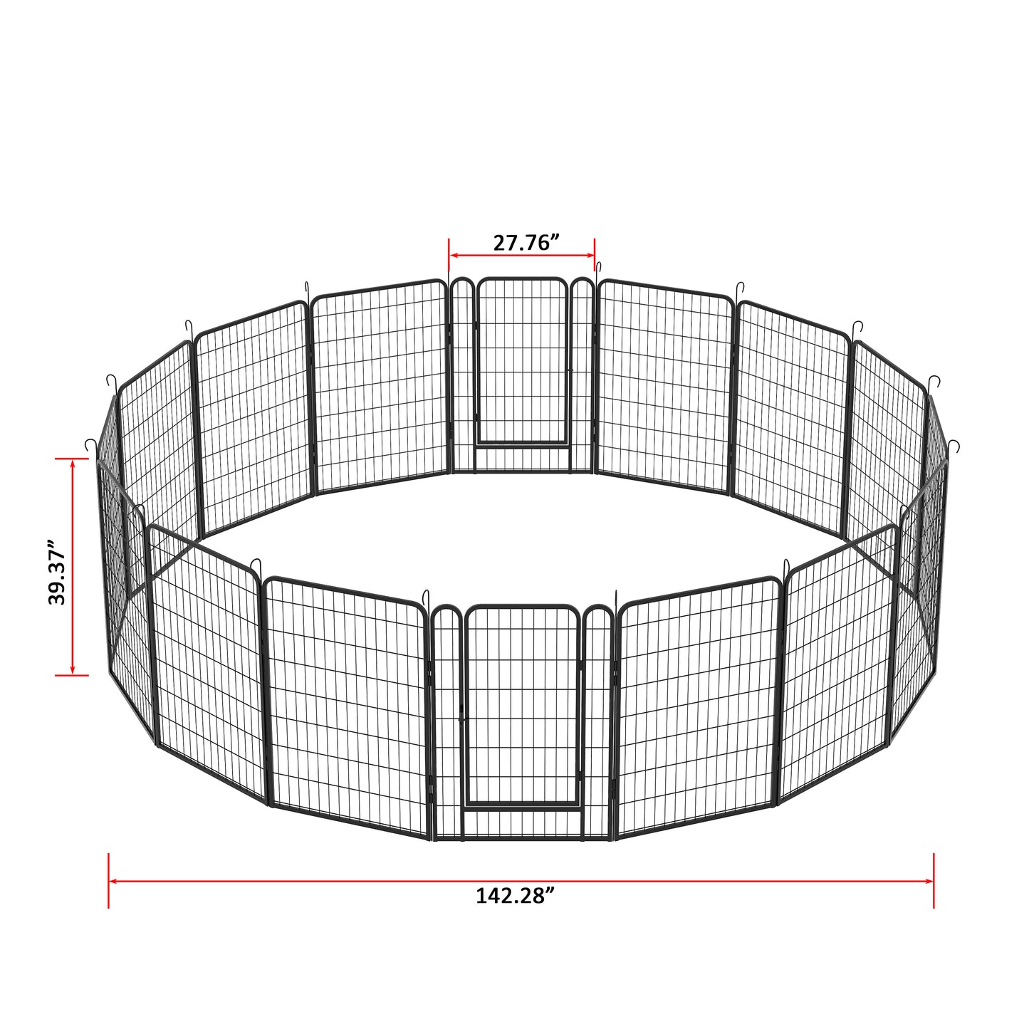 16 Panels Heavy Duty Metal Playpen with door,39.37"H Dog Fence Pet Exercise Pen for Outdoor