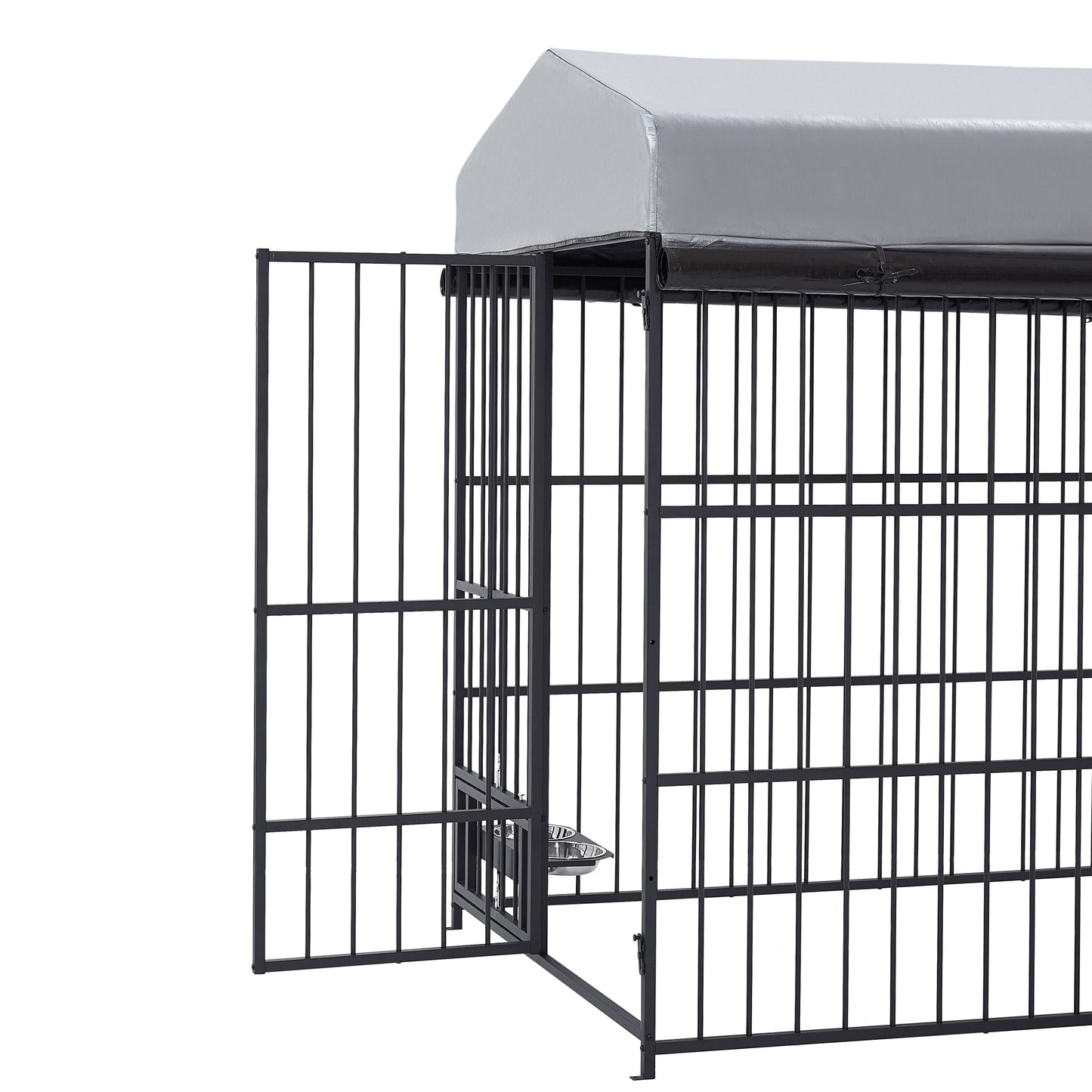 Large Dog Kennel Outdoor Pet Pens Dogs Run Enclosure Animal Hutch Metal Coop Fence with Roof Cover(6.6'L x 3.9'W x 5.9'H)