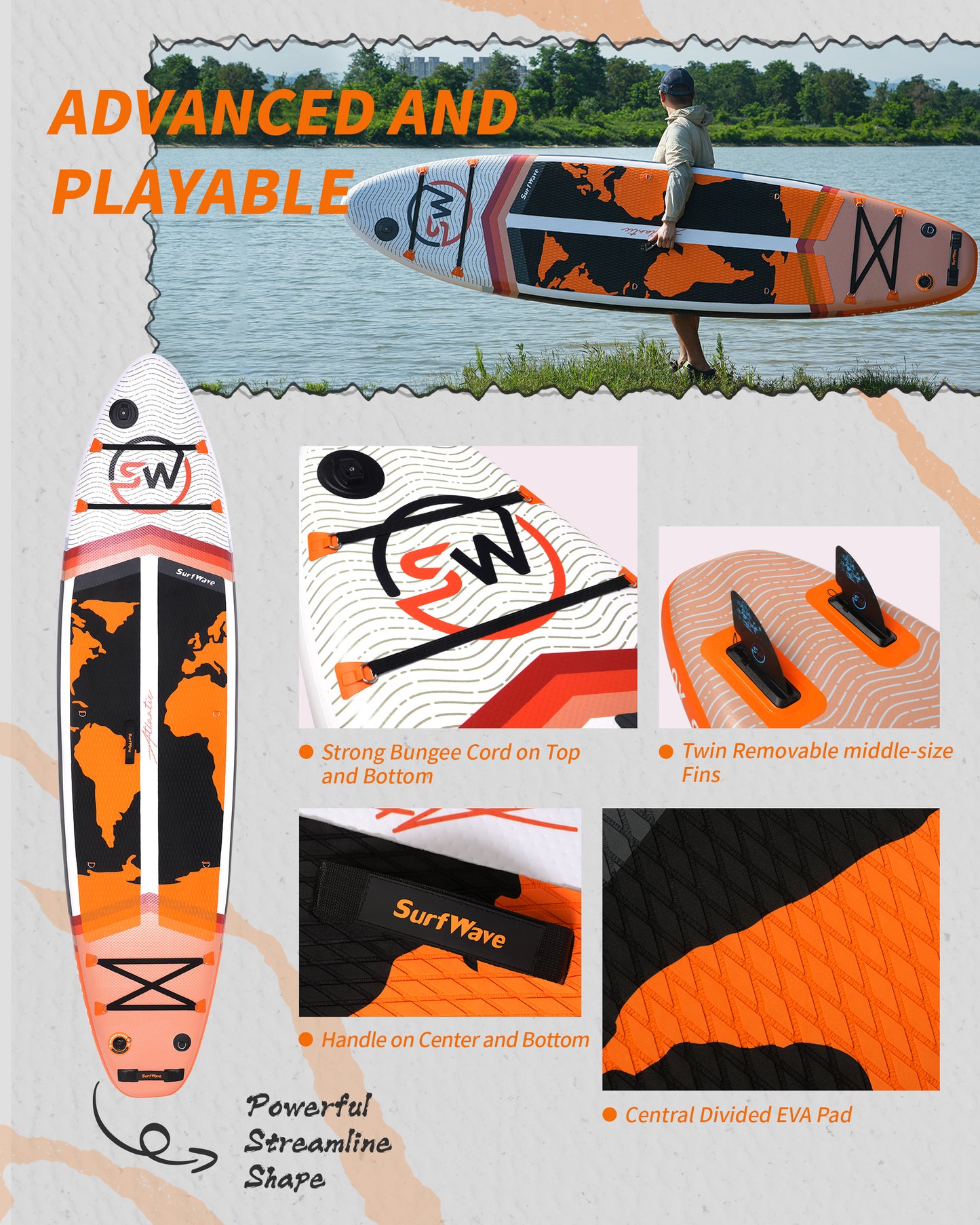 Inflatable Stand Up Paddle Board 11'x34"x6" With Accessories