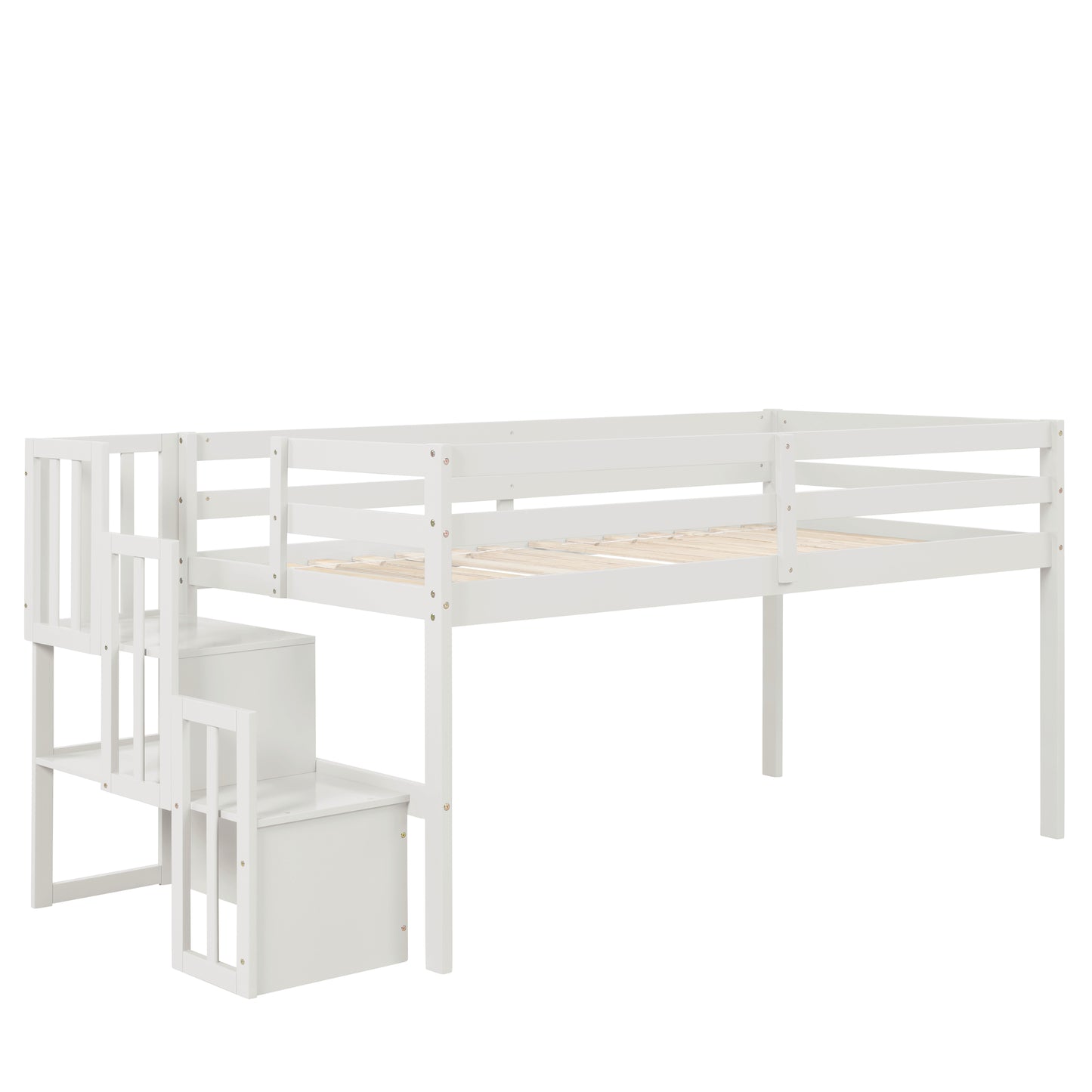 Loft bed with staircase , White