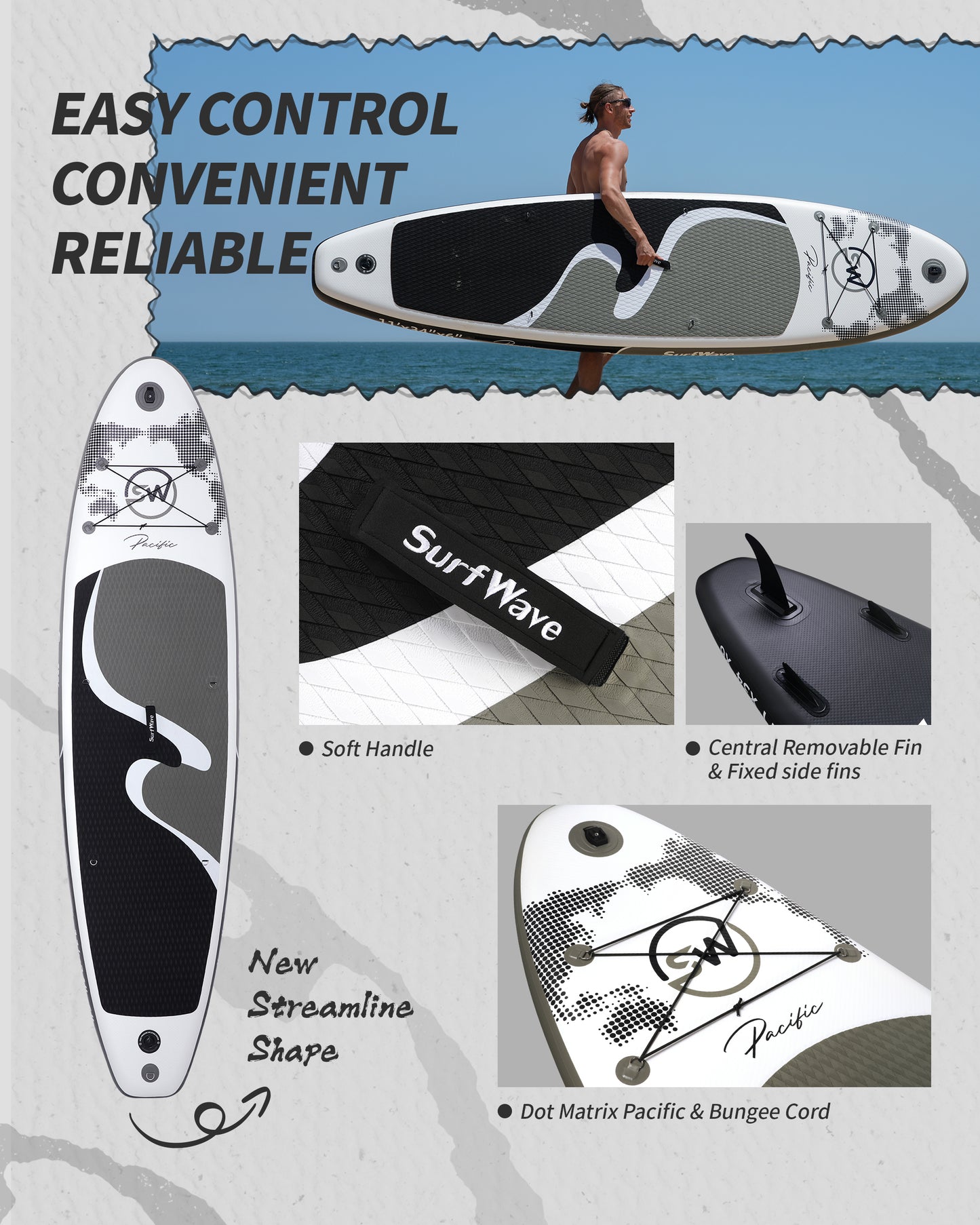 Inflatable Stand Up Paddle Board 11'x34"x6" With Accessories