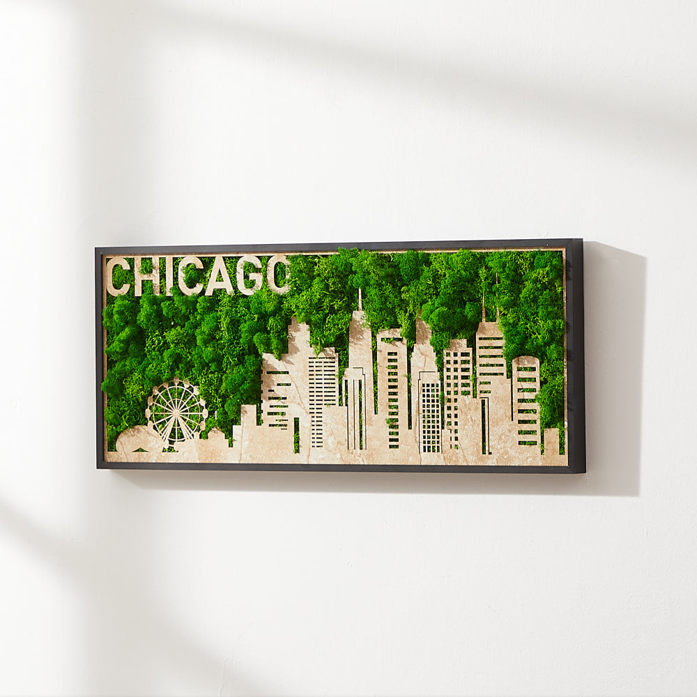 Chicago Moss City Silhouette Metal Wall Art