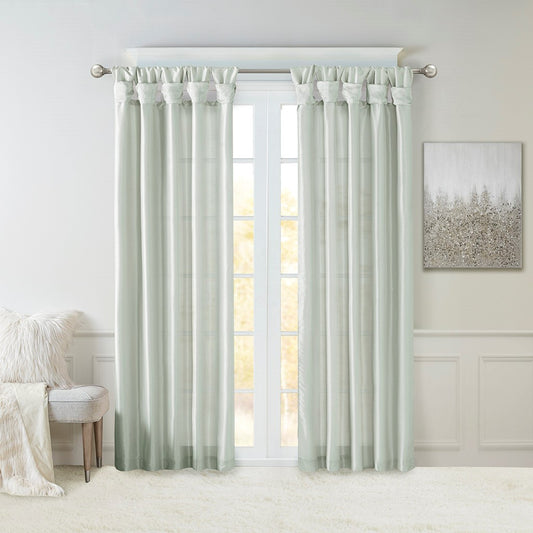 Twist Tab Lined Window Curtain Panel Dusty Aqua 50x84'