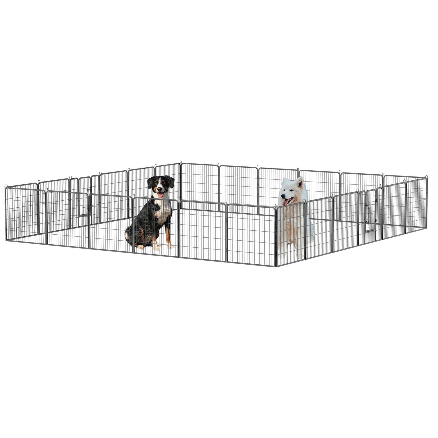 Dog Pens Outdoor 32" Height Foldable24 Panels Heavy Duty Metal Portable Dog Playpen Indoor Anti-Rust Exercise Dog Fence with Doors for Large/Medium/Small Pets Play Pen for RV Camping Yard