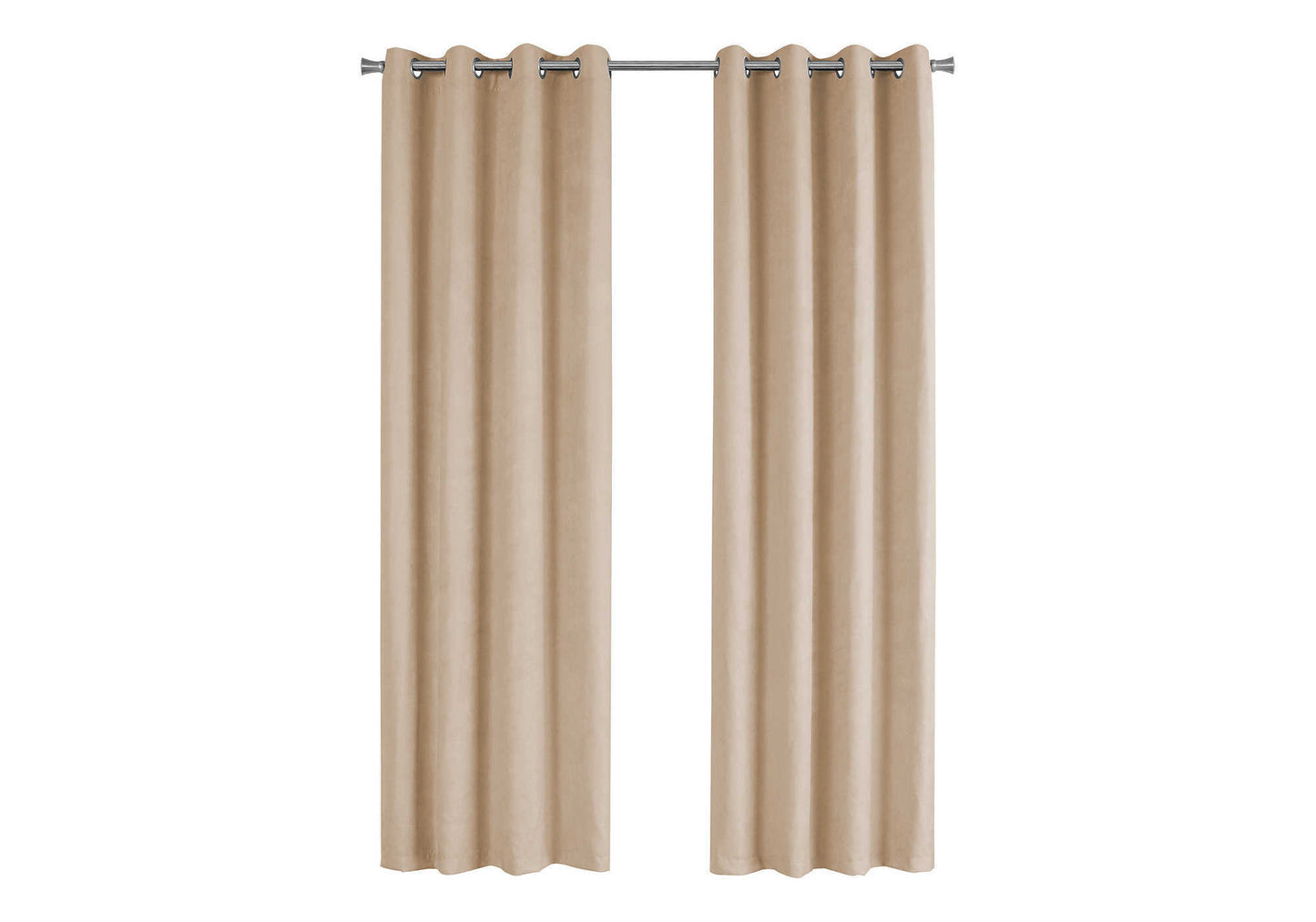 Curtain Panel, 2pcs Set, 54'w X 95'l, Room Darkening, Grommet, Living Room, Bedroom, Kitchen, Beige Micro Suede, Contemporary, Modern