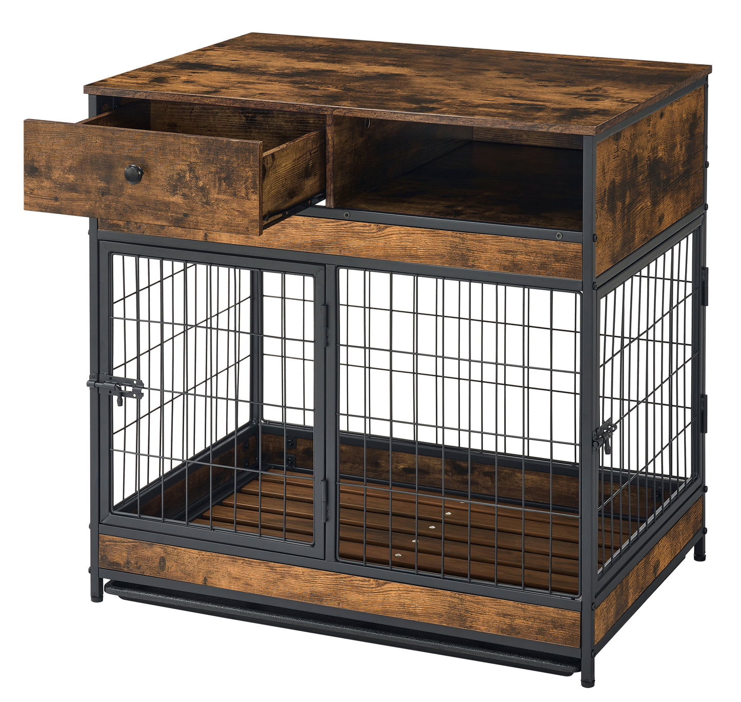 Furniture Dog Cage Crate with Double Doors ,Rustic Brown,31.5"WX22.64"DX30.59"H