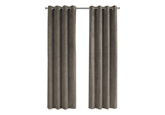 Curtain Panel, 2pcs Set, 54'w X 95'l, Room Darkening, Grommet, Living Room, Bedroom, Kitchen, Beige Velvet, Contemporary, Modern