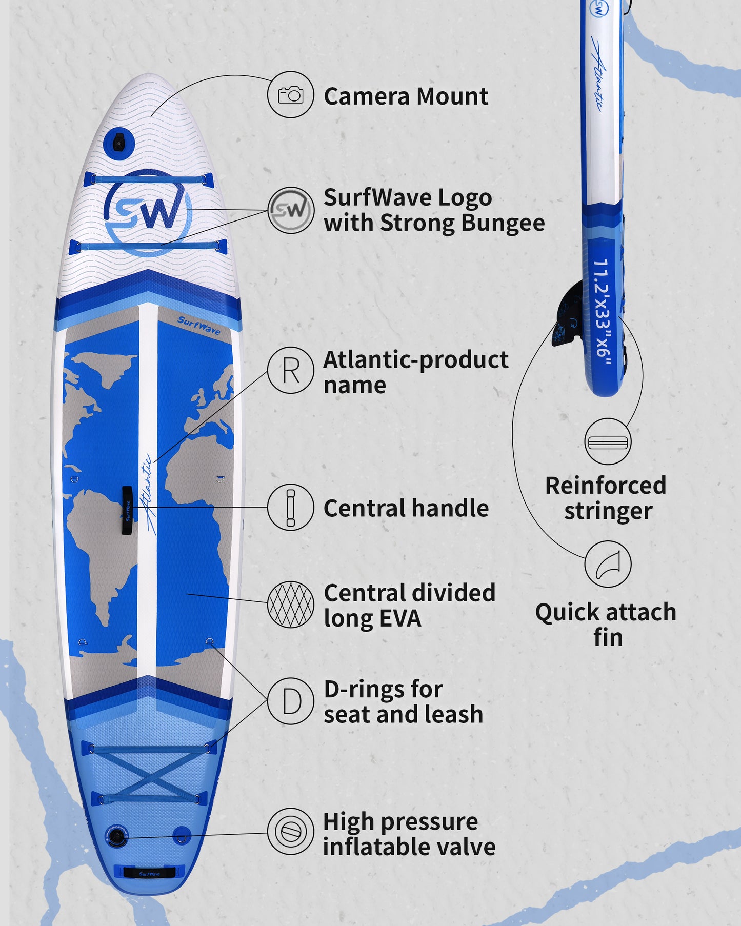 Inflatable Stand Up Paddle Board 11'x34"x6" With Accessories