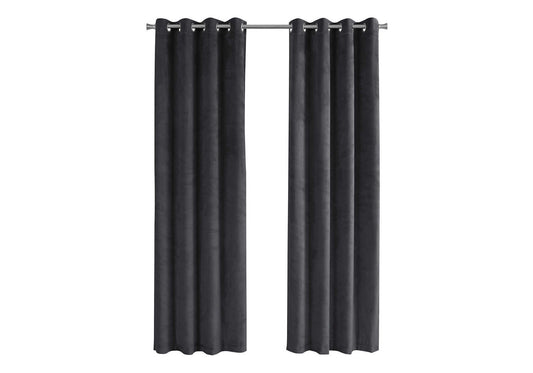 Curtain Panel, 2pcs Set, 54'w X 84'l, Room Darkening, Grommet, Living Room, Bedroom, Kitchen, Grey Velvet, Contemporary, Modern