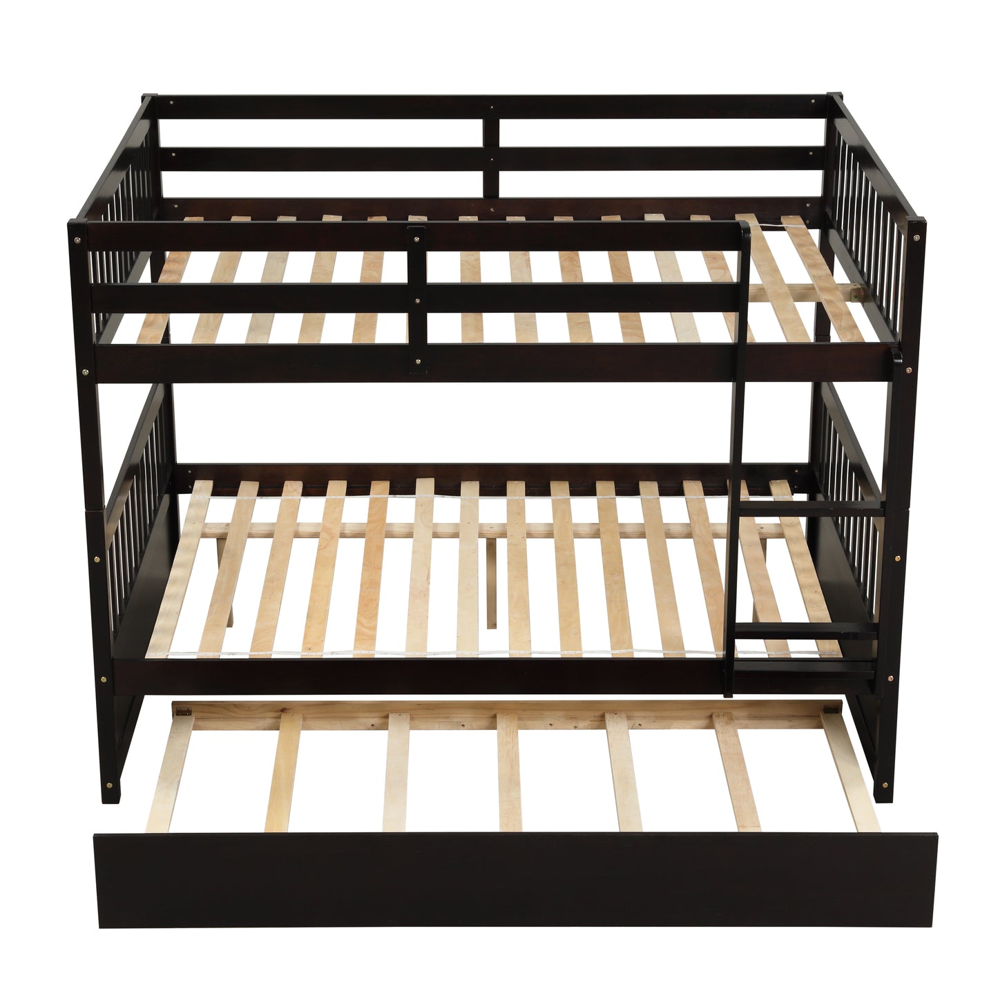 Full Over Full Bunk Bed with Trundle,Espresso