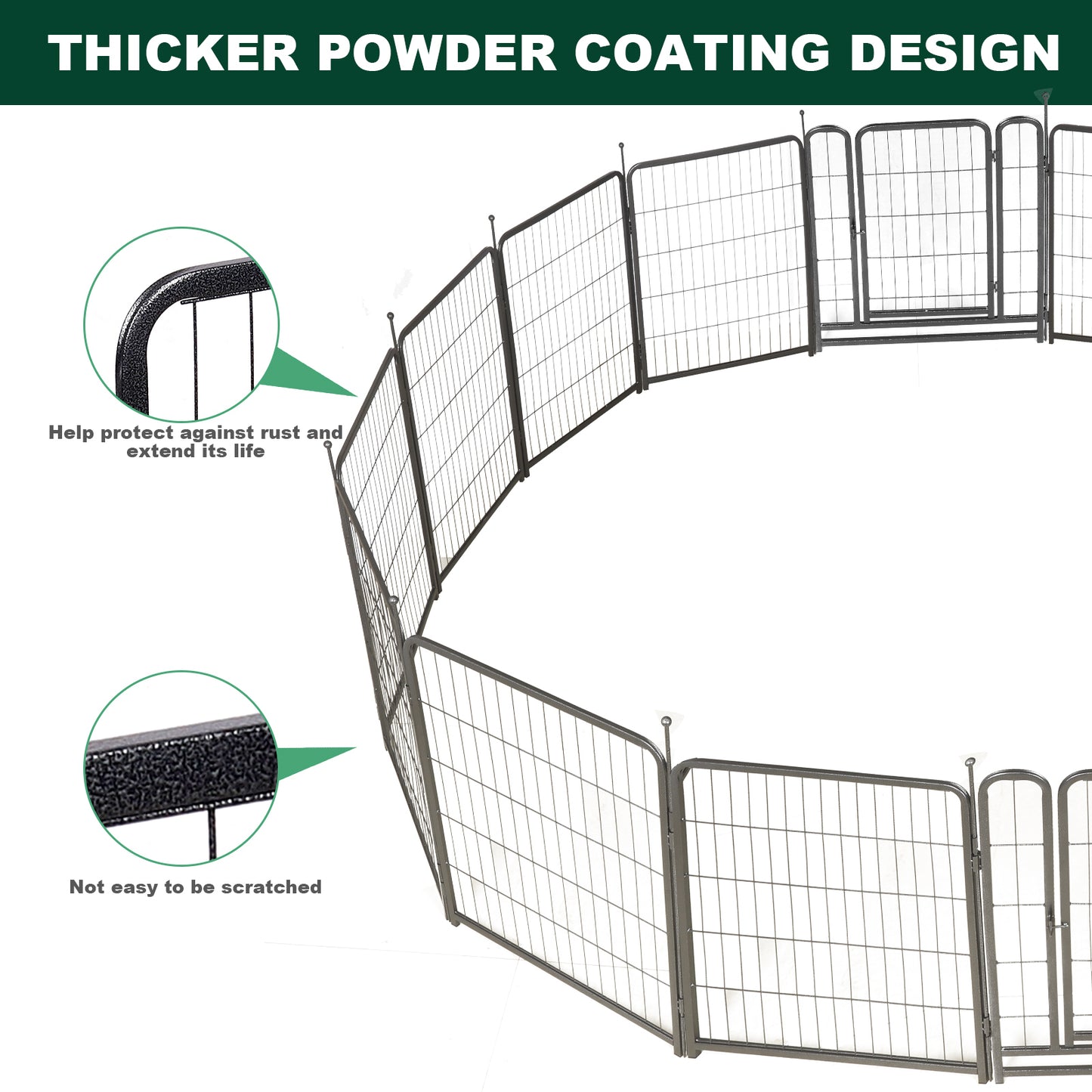 16 Panels Dog Playpen for outdoor,yard,camping,31.6"Height dog fence with 2 doors.