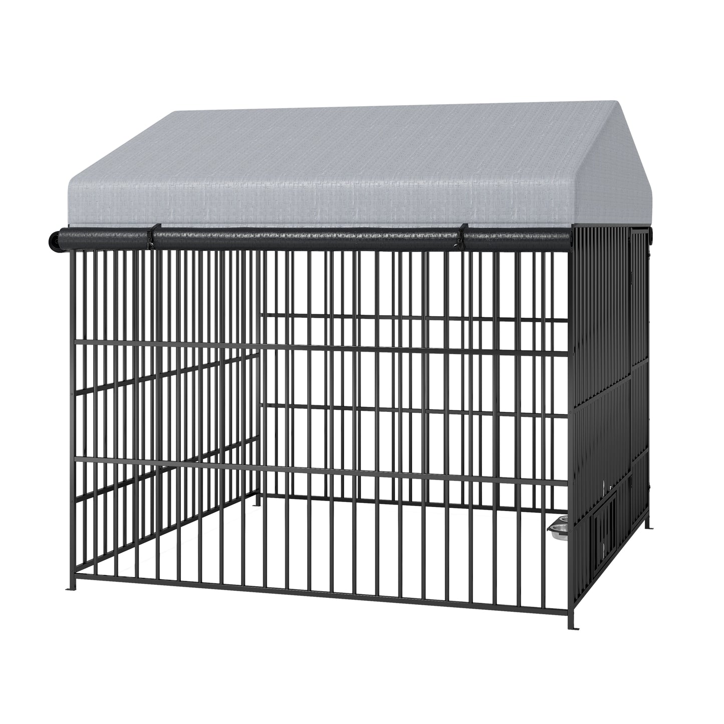 Large Dog Kennel Outdoor Pet Pens Dogs Run Enclosure Animal Hutch Metal Coop Fence with Roof Cover(6.6'L x 6.6'W x 6.4'H)