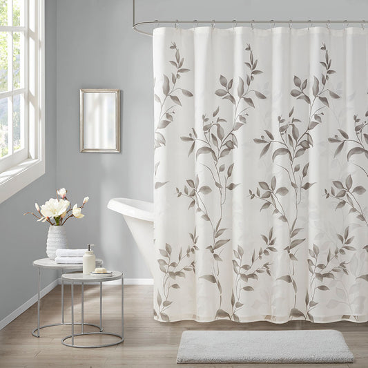 Burnout Printed Shower Curtain Grey 72x72'