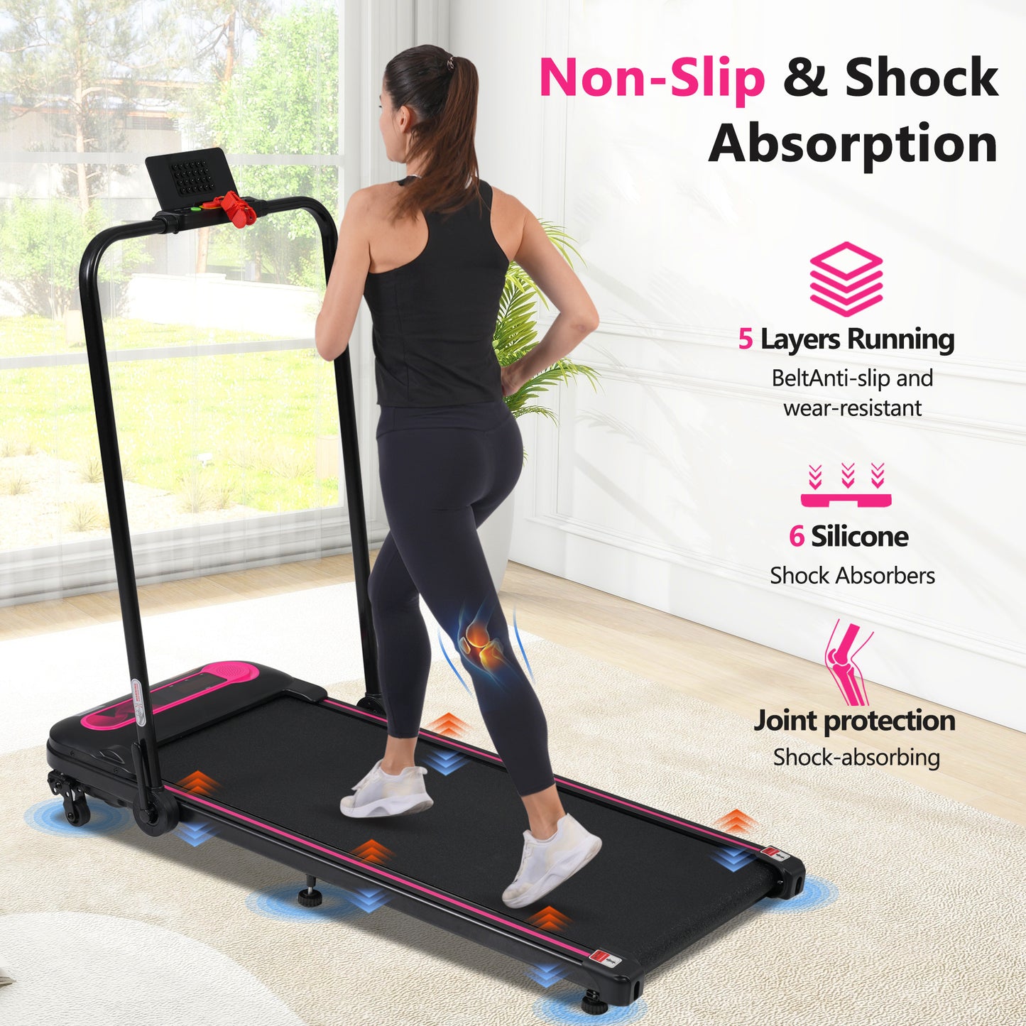 NEW Folding Walking Pad Under Desk Treadmill for Home Office -2.5HP Walking Treadmill With Incline 0.5-7.5MPH 300LBS Capacity Treadmill for Walking Running - Two Ways to Adjust Speed