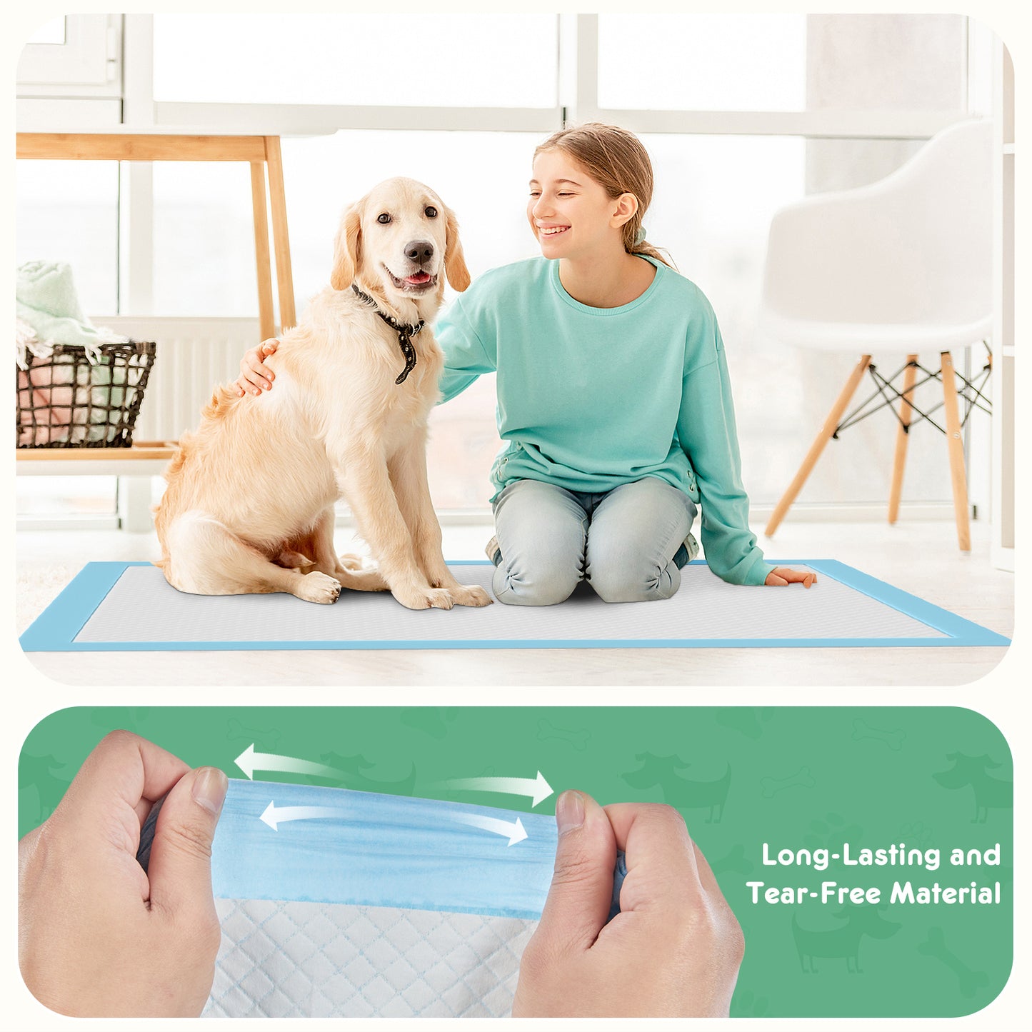 Disposable Dog Training Pads,34"x28" Ultra Absorbent Leak-Proof Quick-Drying Pet Pee Pads for Small to Large Dogs and Puppies Indoor Use, 50 Count