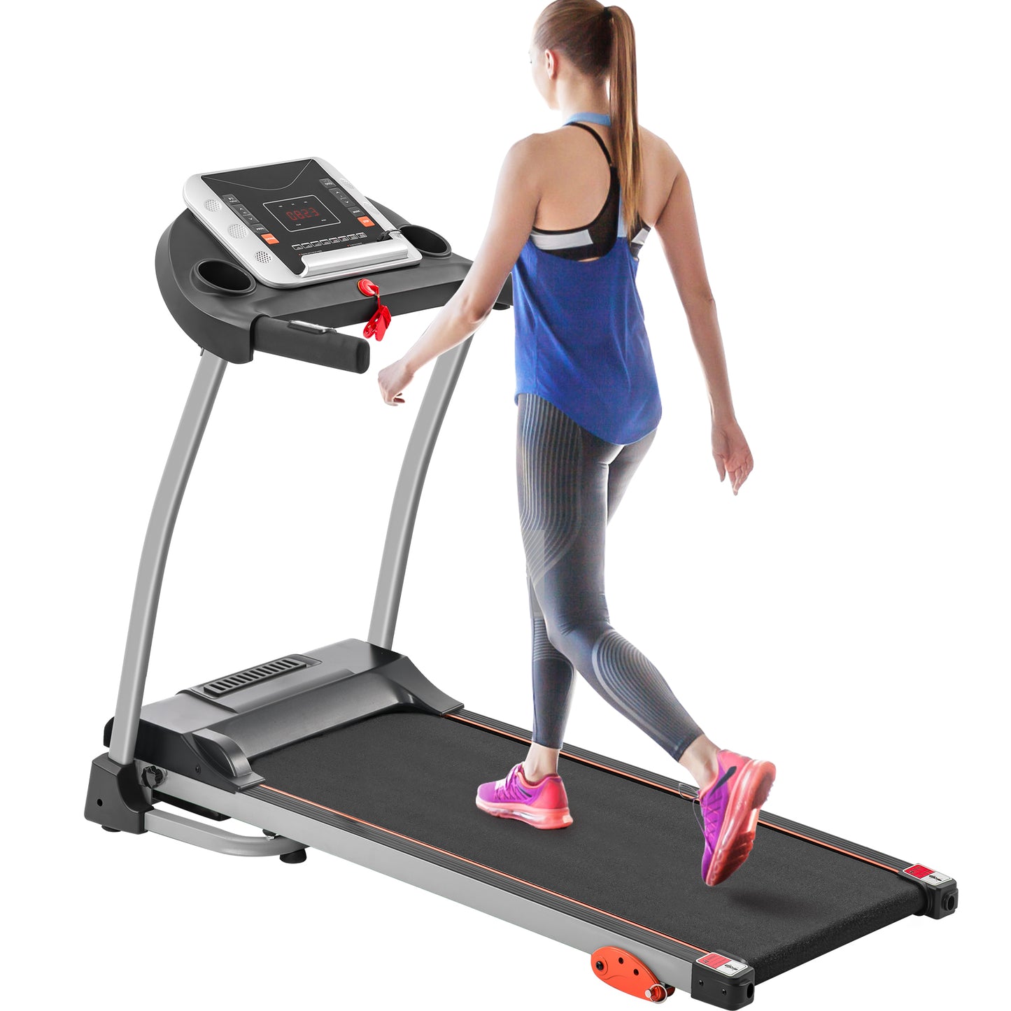 Easy Folding Treadmill for Home Use, 2.5HP Electric Running, Jogging & Walking Machine with Device Holder & Pulse Sensor, 3-Level Incline Adjustable Compact Foldable