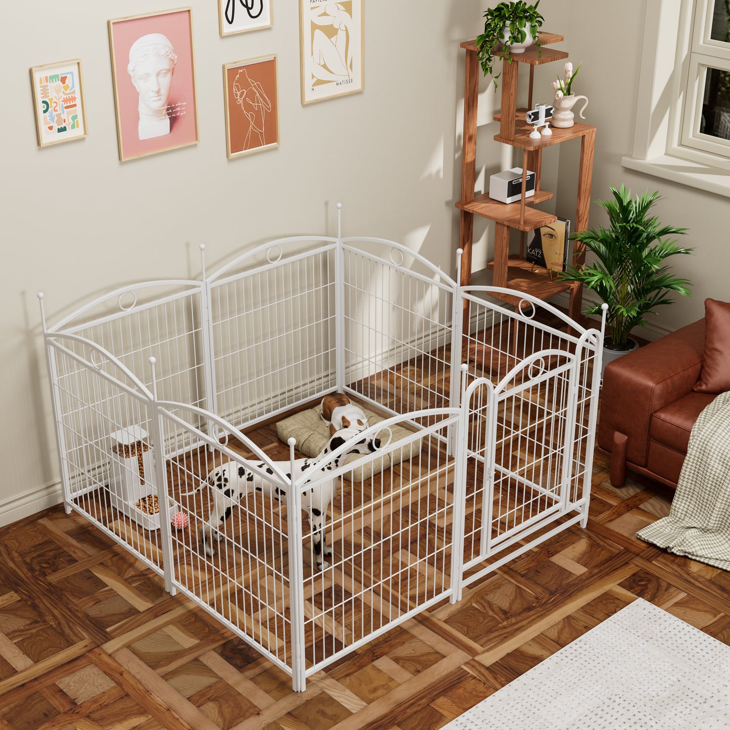 Dog Playpen Indoor 32 inch 8 Panels Metal Dog Pen Pet Dog Fence Outdoor Exercise Pen with Doors, Heavy Duty Dog Fence Puppy Pen for Large Medium Small Dogs Indoor Outdoor Foldable Pet Exercise Pen