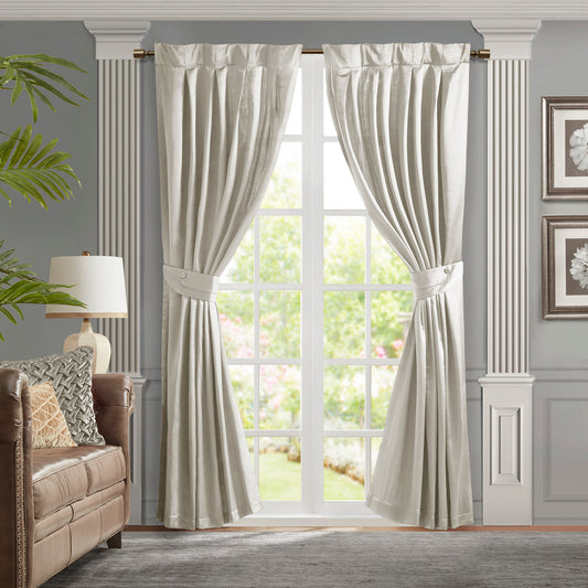 Pleat Curtain Panel with Tieback (Single) White 52x84'