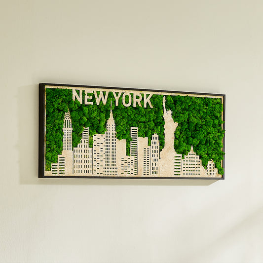 New York Moss City Silhouette Metal Wall Art Medium