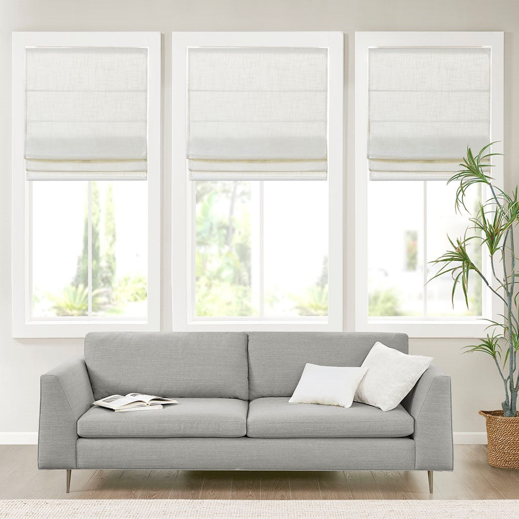 Linen Blend Light Filtering Cordless Roman Shade White 31x64'