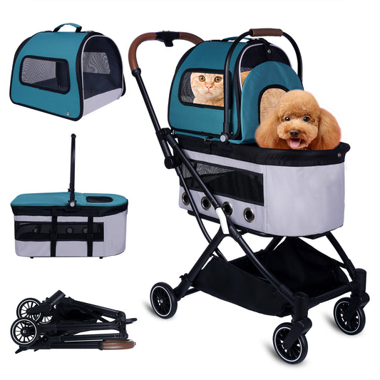 Automatic Folding Double Decker Pet Trolley, Separate Pet Trolley Lightweight Small and Medium Dog Cat Dog Trolley