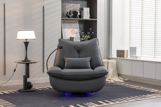 270 Swivel Glider Recliner Chair, Power Recliner Rocking Chair, USB Port Charge for Nursery Chair with Atmosphere Lamp for Living Room Bedroom Apartment