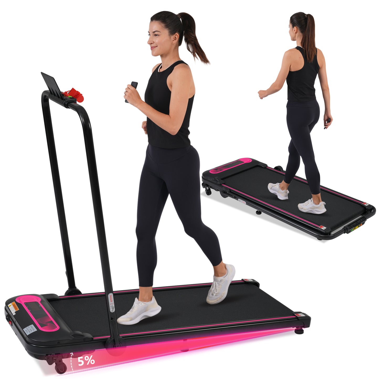 NEW Folding Walking Pad Under Desk Treadmill for Home Office -2.5HP Walking Treadmill With Incline 0.5-7.5MPH 300LBS Capacity Treadmill for Walking Running - Two Ways to Adjust Speed