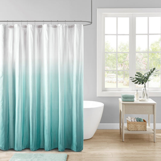 Ombre Printed Seersucker Shower Curtain Aqua 72x72'