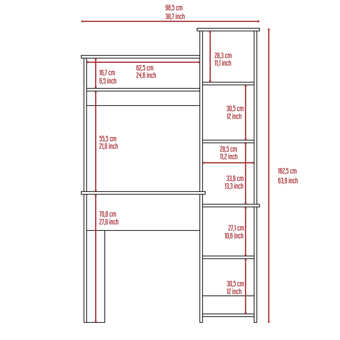 Versalles Writintg Desk, Two Superior Shelves, Five Cubbies -Light Oak