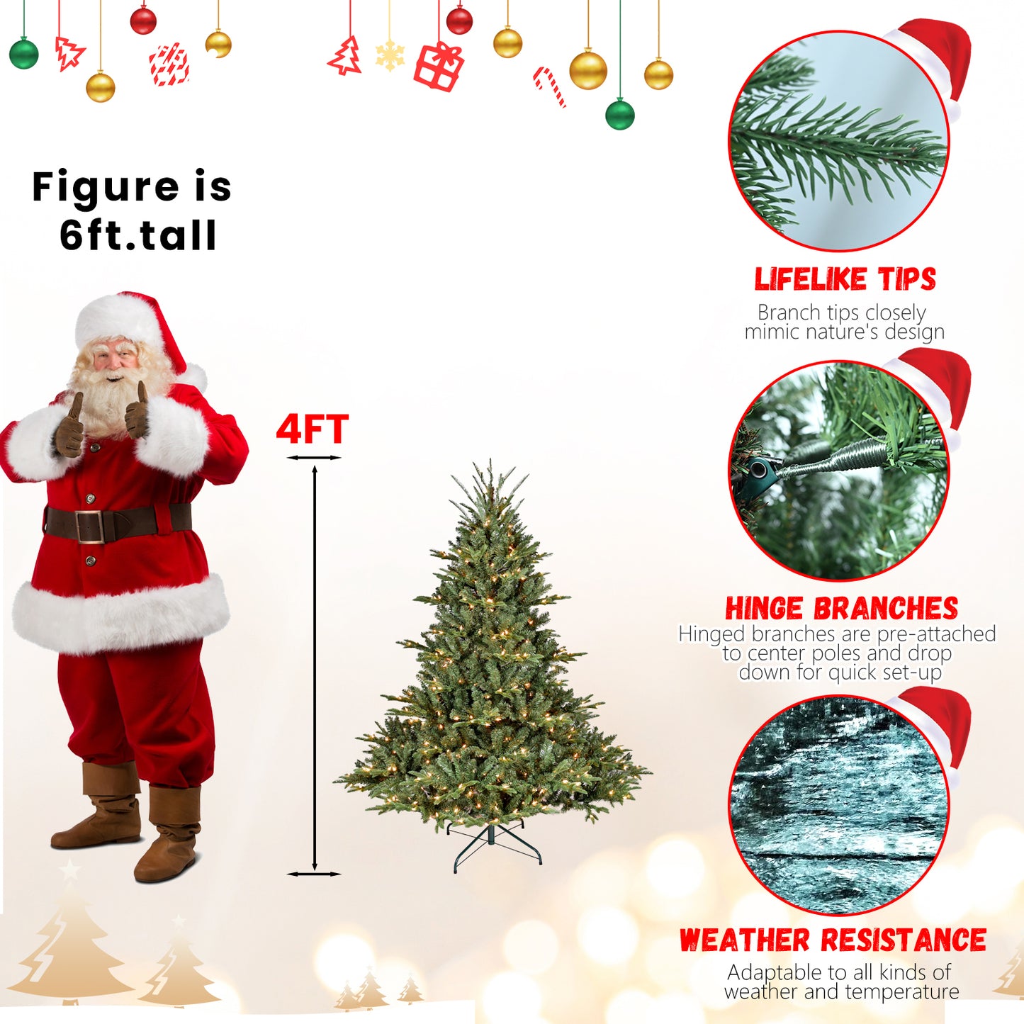 7.5FT Christmas Tree Simulate Nature Advanced Materials Premium Hinged Spruce Artificial Douglas Firs Tree, Christmas Holiday Party Atmosphere Decoration New Year Celebration PE+PVC Xmas Tree