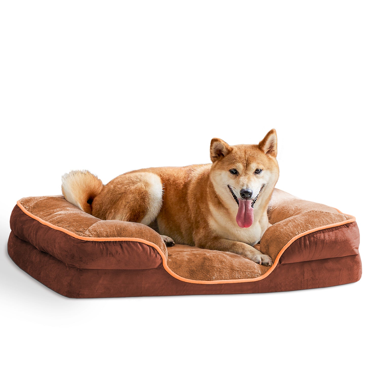 Memory Foam Pet Bed for Small Dogs & Cats with Washable Removable Cover Non-Slip Base Waterproof Liner Egg Crate Foam for Improved Sleep, brown,large