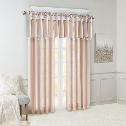 Twist Tab Lined Window Curtain Panel Blush 50x95'