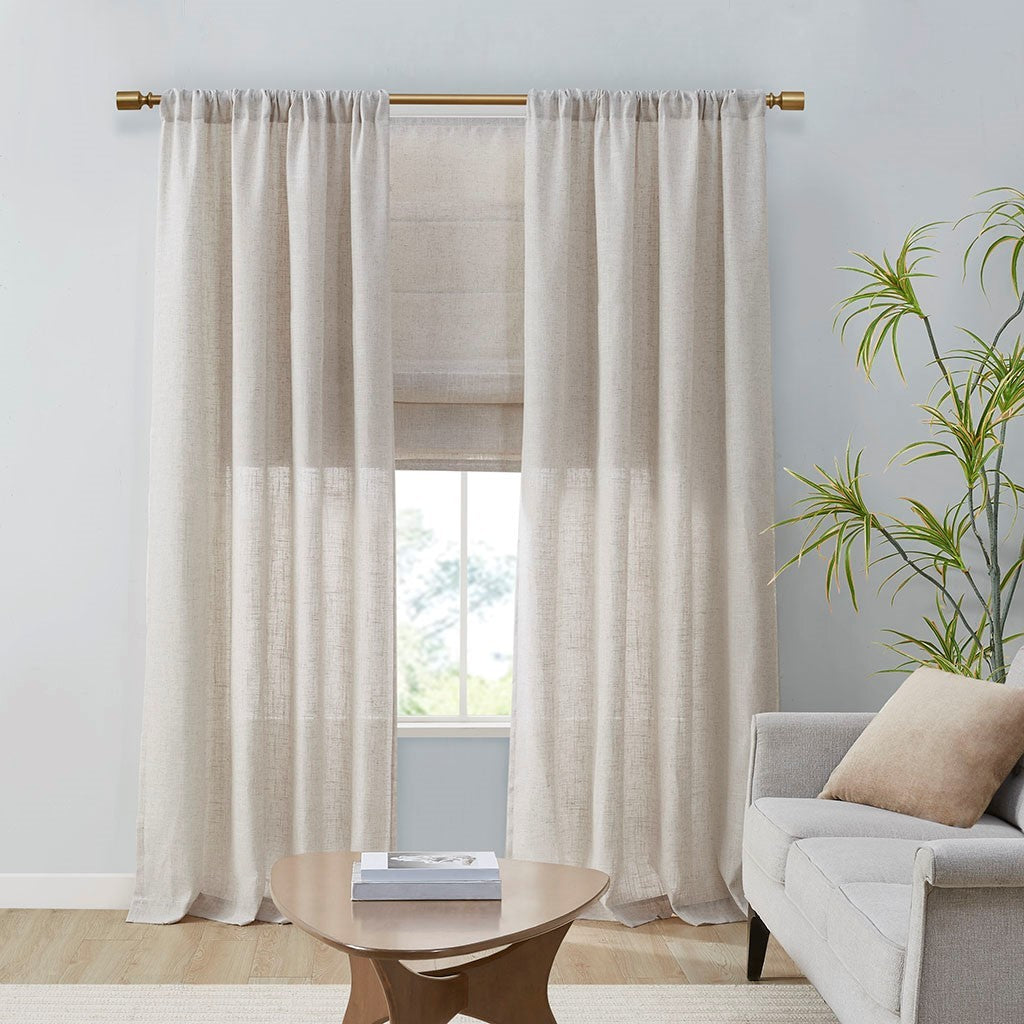 Linen Blend Light Filtering Curtain Panel Pair(2 Pcs Window Panels)