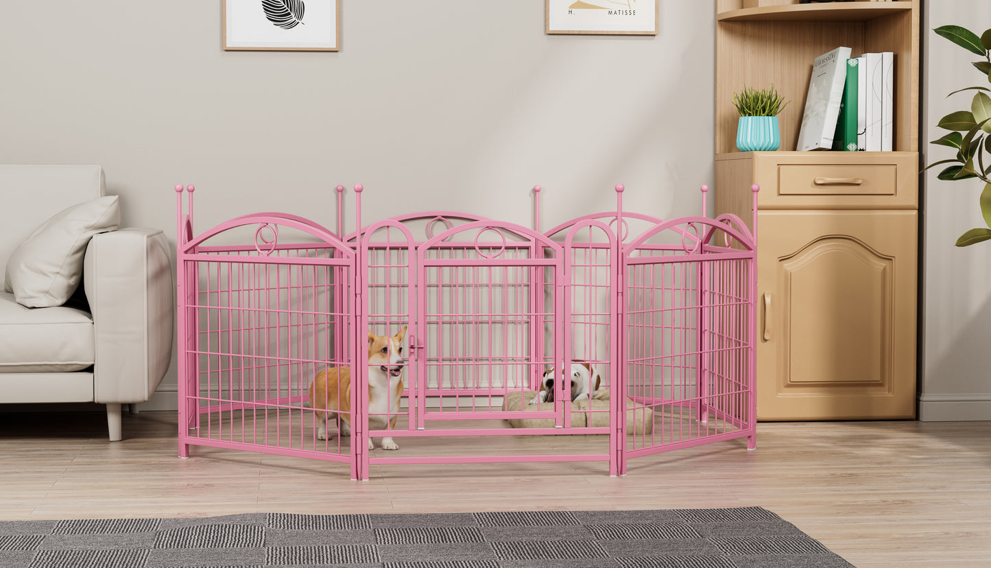 Dog Playpen Indoor 24 inch 8 Panels Metal Dog Pen Pet Dog Fence Outdoor Exercise Pen with Doors, Heavy Duty Dog Fence Puppy Pen for Large Medium Small Dogs Indoor Outdoor Foldable Pet Exercise Pen