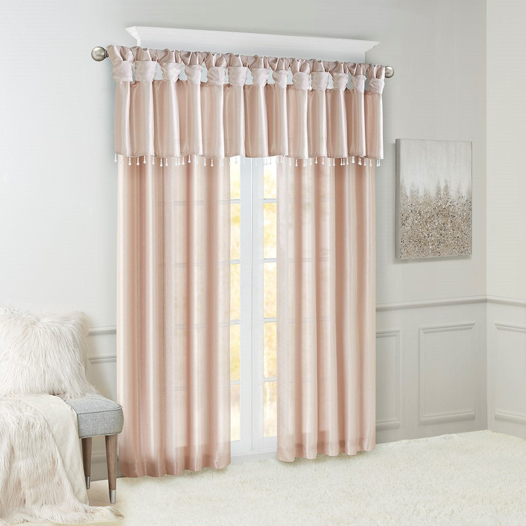 Twist Tab Lined Window Curtain Panel Blush 50x120'