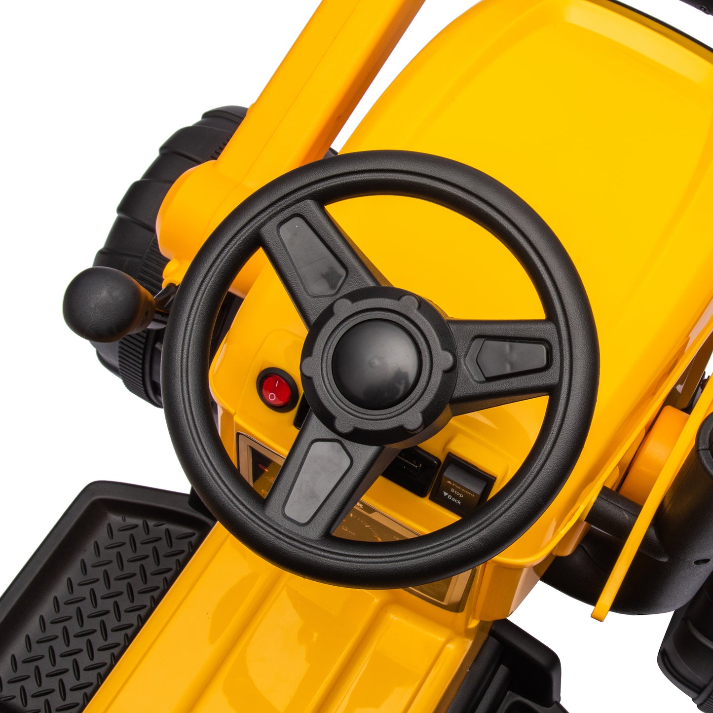 12V Kids Ride on Tractor Electric Excavator Battery Powered Motorized Car for Kids Ages 3-6, with Front Loader, Digging Handle, Remote Control, & Bright Headlight, Yellow