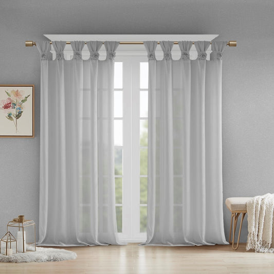 Floral Embellished Cuff Tab Top Solid Curtain Panel(Only 1 Pc Panel)