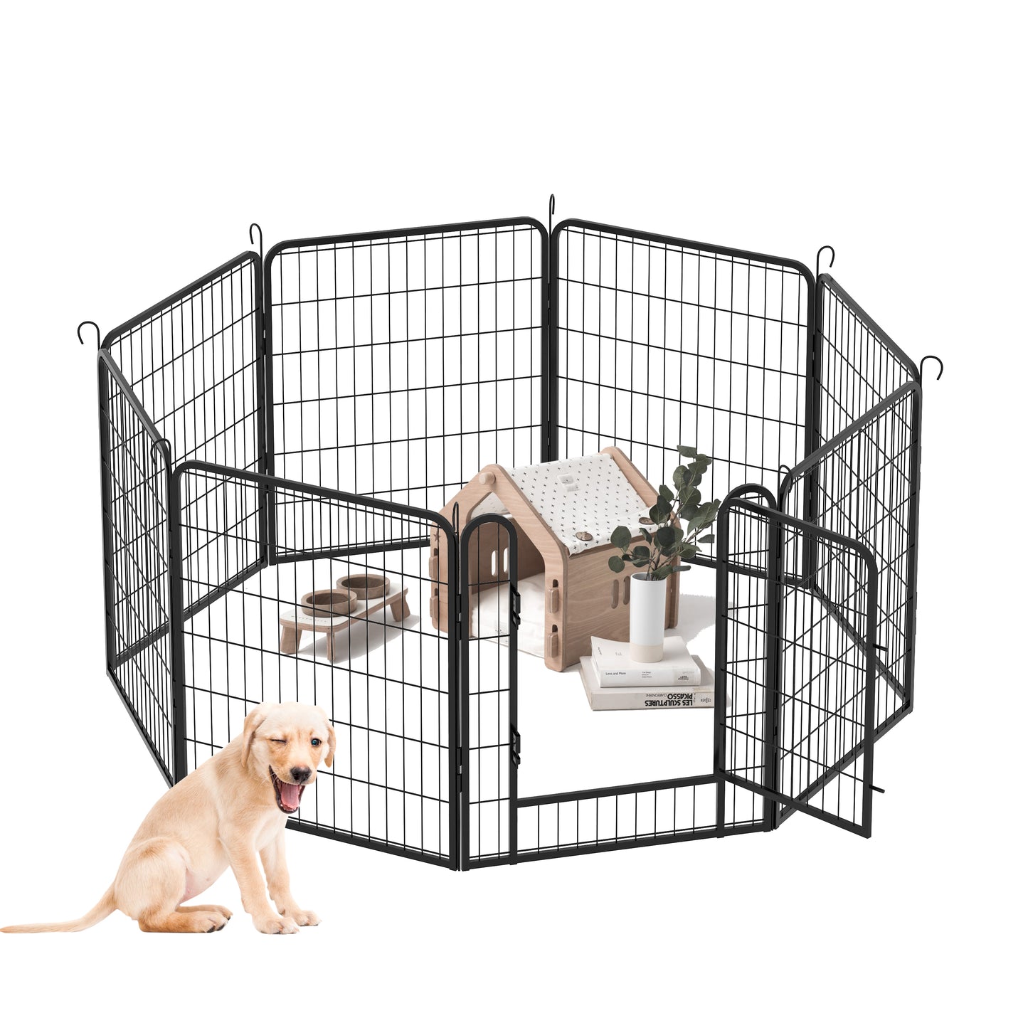 8 Panels Heavy Duty Metal Playpen with door,31.7"H Dog Fence Pet Exercise Pen for Outdoor, Indoor