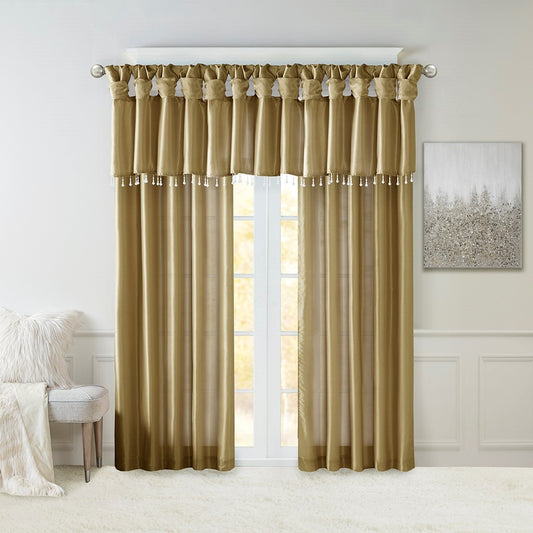 Twist Tab Lined Window Curtain Panel Bronze 50x108'