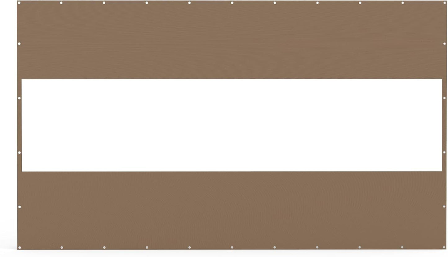 Heavy Duty Outdoor Clear Panel Curtain, 18 oz Waterproof PVC Polyester Curtain, Weather Resistant & Tearproof for Patios, Gazebos, Pergolas, Privacy Screen (7'H x 12'W, Brown)