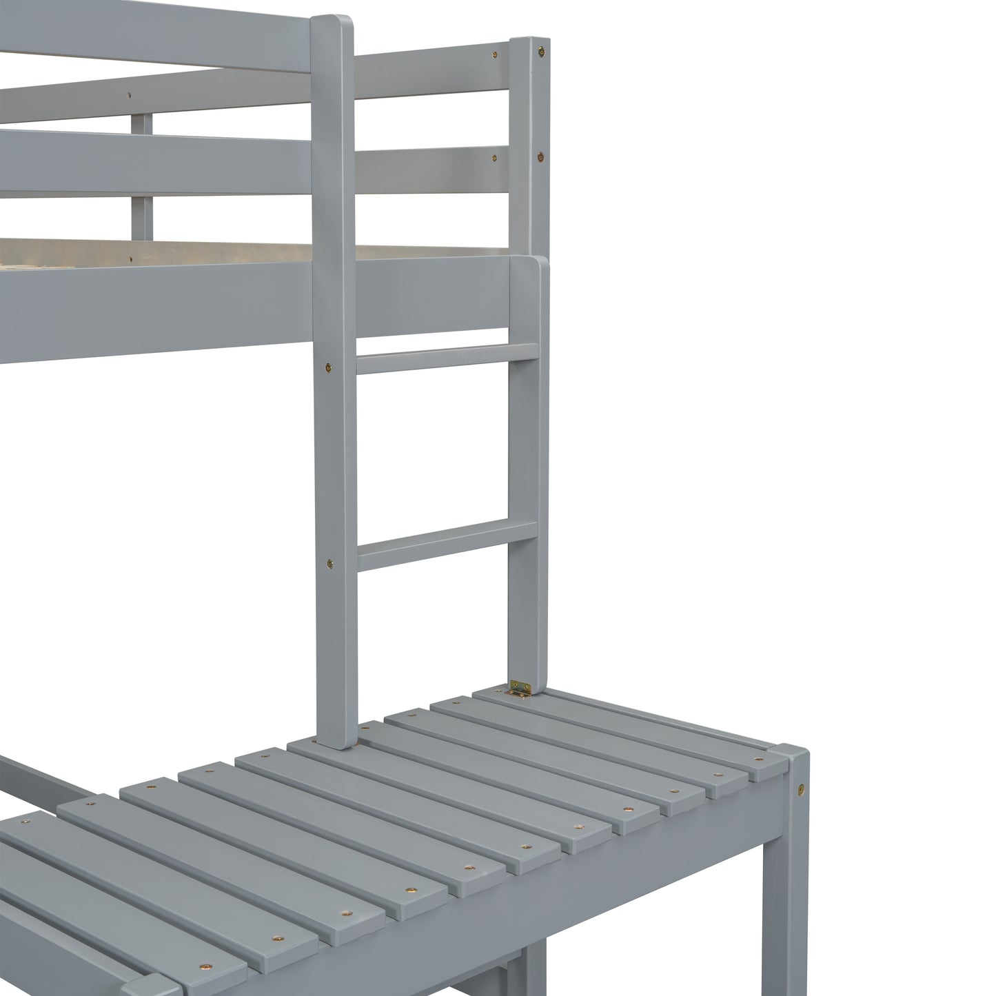 Twin Size High Loft Bed with Ladder landing Platform, Ladders, Guardrails,Grey