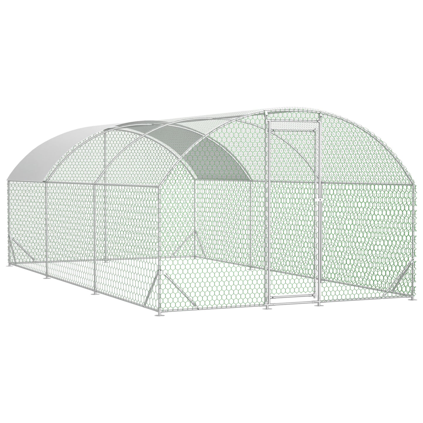 Large Chicken Coop Metal Chicken Run with Waterproof and Anti-UV Cover, Dome Shaped Walk-in Fence Cage Hen House for Outdoor and Yard Farm Use, 1' Tube Diameter, 9.84' x 19.68' x 6.56'