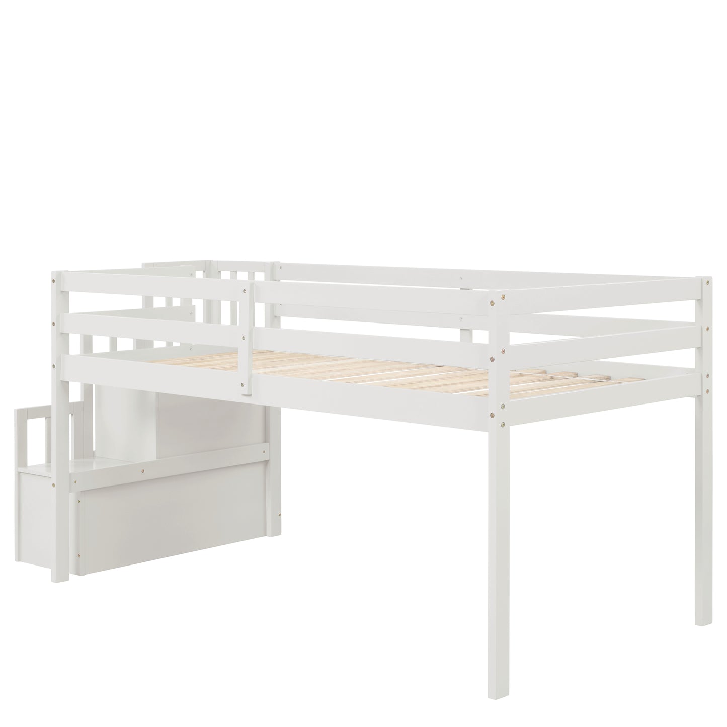 Loft bed with staircase , White