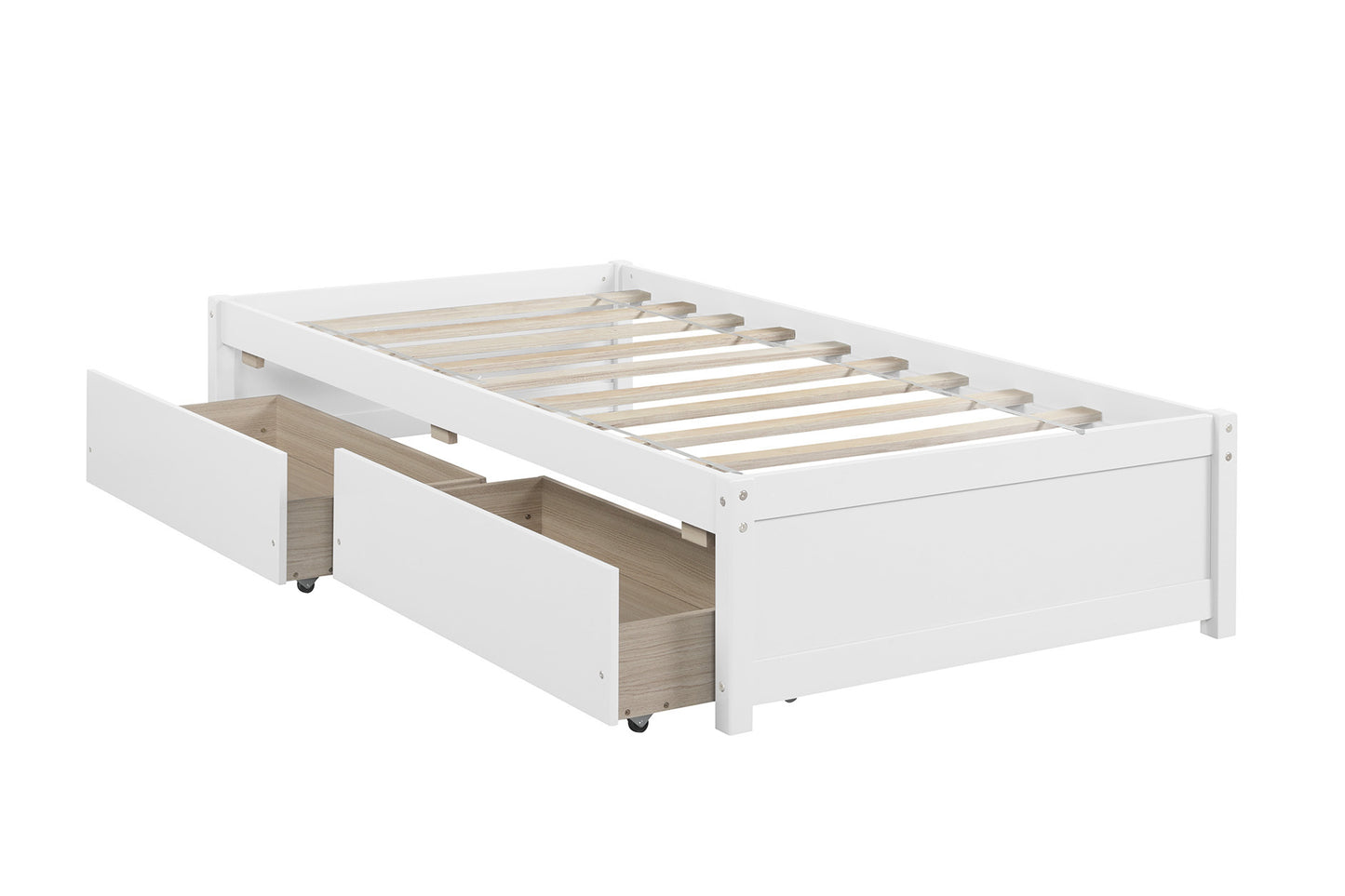 Twin Bed with 2 Drawers, Solid Wood, No Box Spring Needed ,(Old SKU:W50422209)