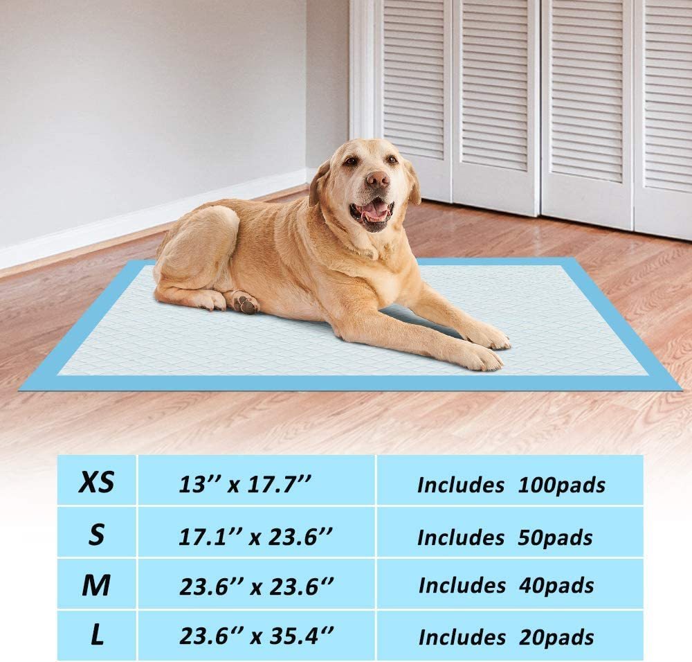 ScratchMe Super-Absorbent Waterproof Dog and Puppy Pet Training Pad, Housebreaking Pet Pad, 100-Count Extra Small-Size, 13’’X17.7’’, Blue